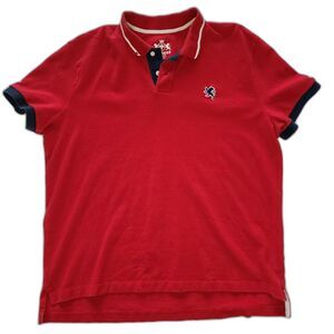 Vintage Express Men's Red and Blue Short Sleeve Polo Shirt Size XL